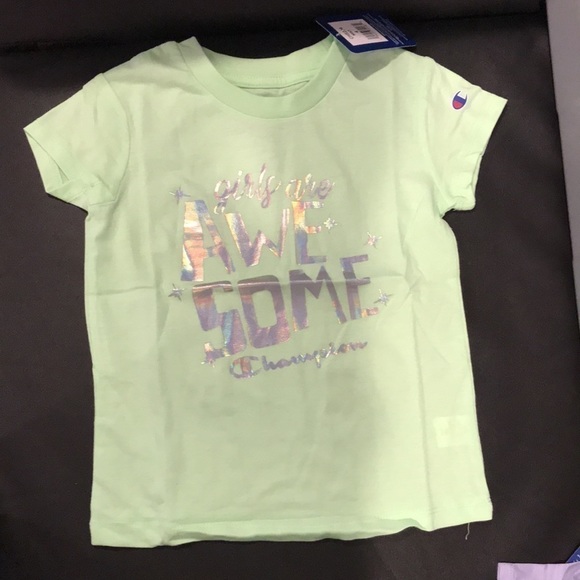 GIRLS size 4 set of 2 champion short mint sleeve shirts. NWT. So soft!! SPF30 - Picture 4 of 12